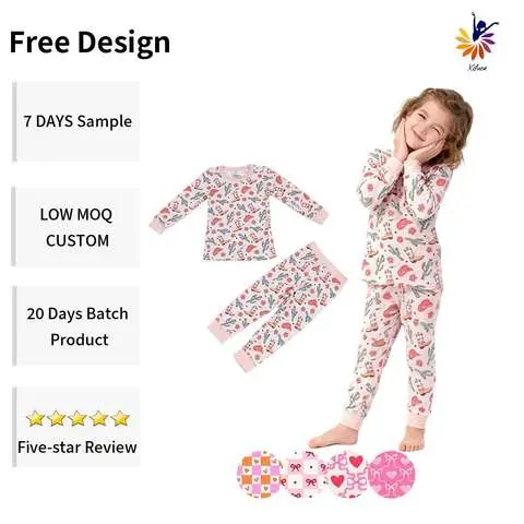 Gots Organic Christmas Bow Print Pajamas Bespoke Oem