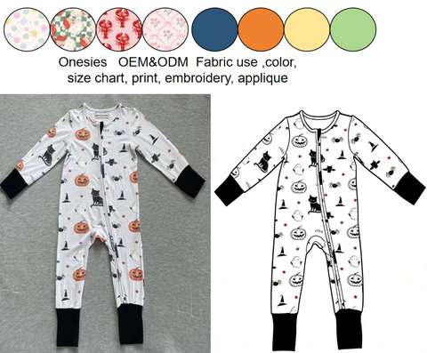 Bespoke Baby Zipper Onesies With Mittens Oekotex 100 Oem