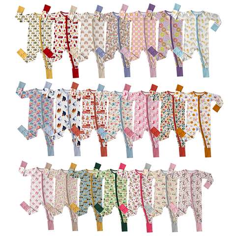 Tailormade Casual Bamboo Zipper Sleeper Romper For Boys Infant Clothing Printed Oem Zippy Pajamas Cpsia Compliant Vendor